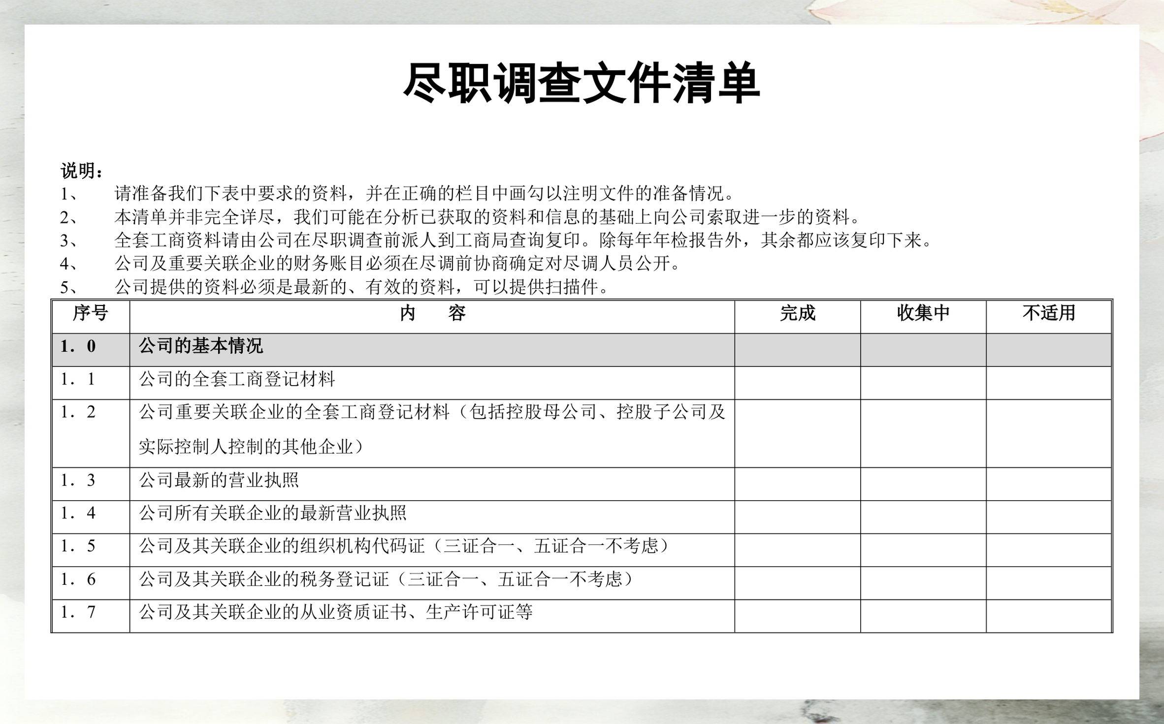 尽调清单模板定制(尽调资料清单如何提供)哈密市